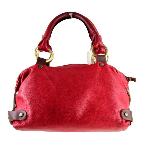 Cecile Jeanne PARIS RED GENUINE LEATHER LOGO SMALL SHOULDER BAG HANDBAG PURSE - Picture 7 of 16